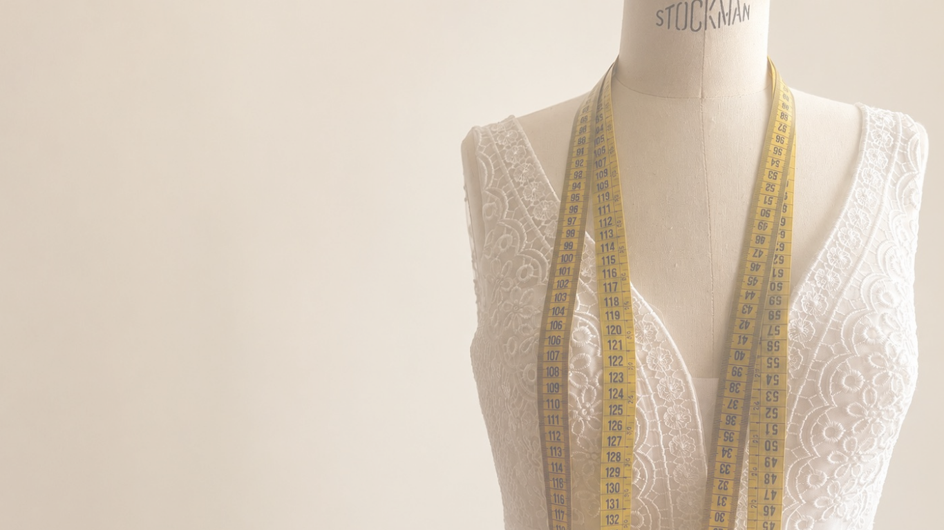 Vestido de novia en proceso de confección en el taller de Angela Estudio, modista en San Fernando de Henares.